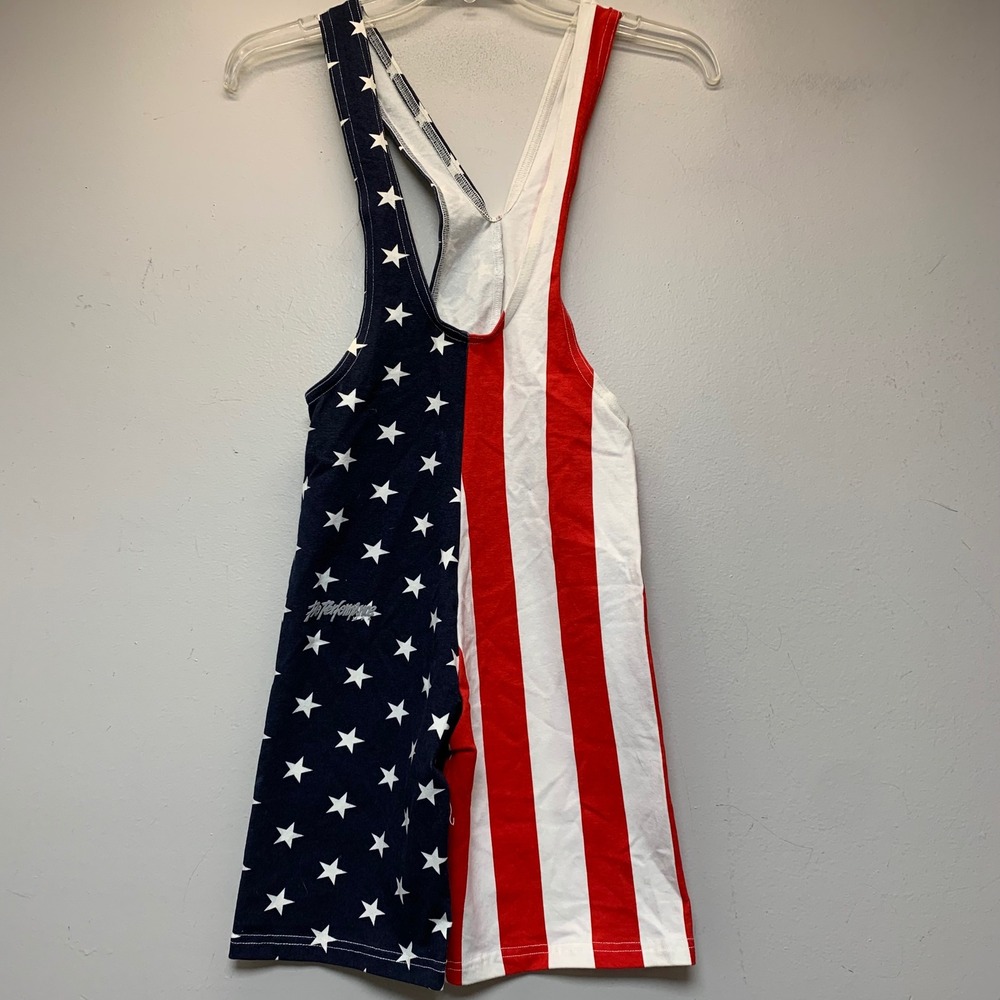 Pro Performance Wrestling Singlet Mens Small American Flag Stars Stripes USA EX